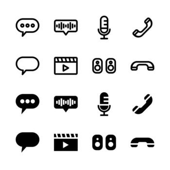 Professional Communication and Messaging Icon Set for Modern Interface and UX Design vector