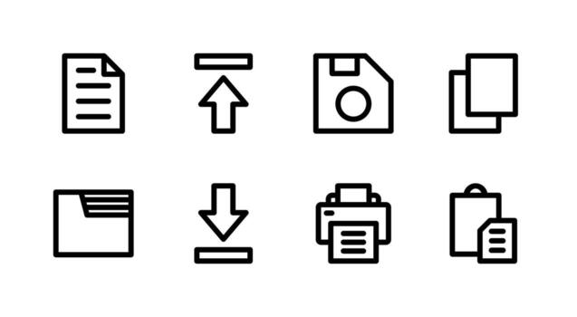 Professional Document Action Line Icon Set Essential for Digital Productivity Tools vector