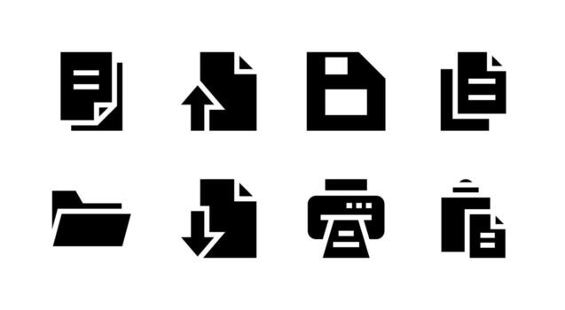 Complete File Operation Solid Icon Set Premium Quality for Professional UI Design vector