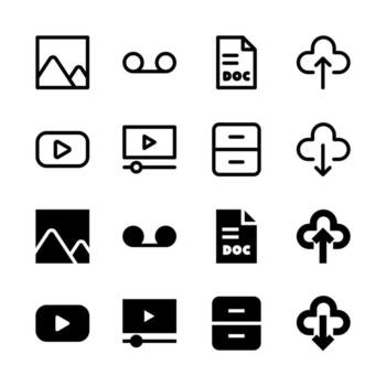 Complete Media and File Management Icon Collection for App and Web UI Design vector