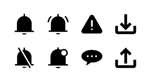 Versatile Alert Notification Solid Icon Set Perfect for Communication Platforms vector