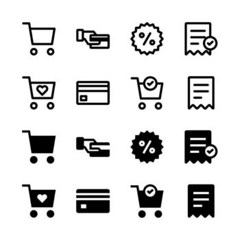 Professional E-commerce and Shopping Icon Set for Modern Interface and UX Design vector