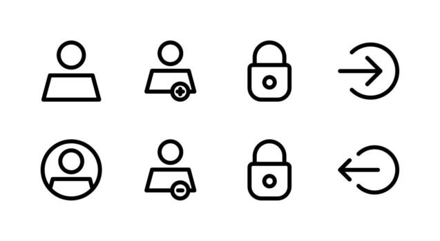 Versatile Account Access Line Icon Set Perfect for Membership and Login Pages vector