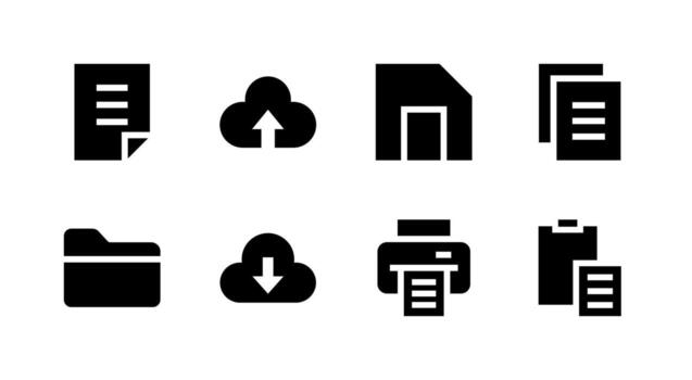 Versatile File Management Solid Icon Set Perfect for Dashboard and Admin Panels vector