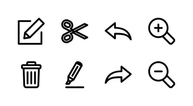 Versatile Document Editor Line Icon Set Perfect for Professional Design Tools vector