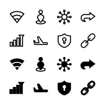 Complete Network and Connectivity Icon Collection for App and Web UI Design vector
