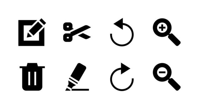 Essential Editing Tool Solid Icon Set Perfect for Content Management Systems vector