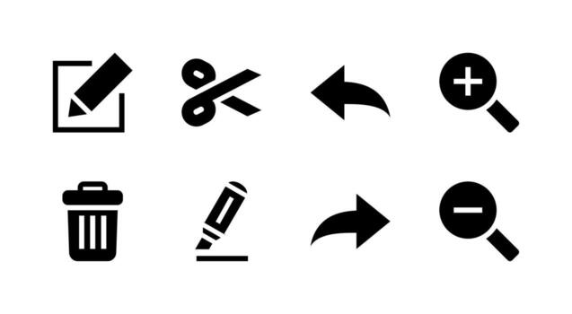 Complete Editor Action Solid Icon Set Premium Quality for Creative Applications vector