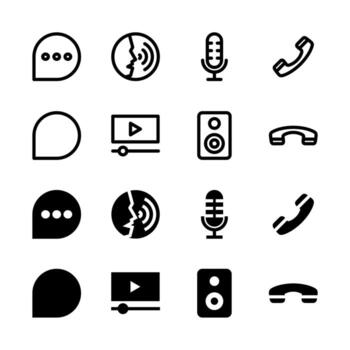 Modern Communication and Messaging Icons Solid and Line for Dashboard and Interface vector