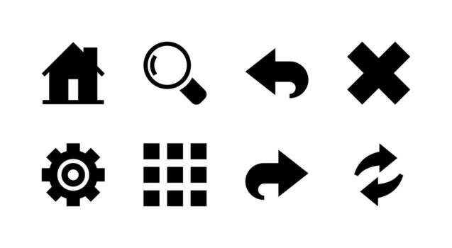 versátil básico navegación sólido icono conjunto Perfecto para tablero y web aplicaciones vector