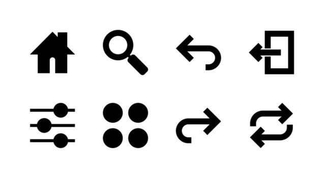 esencial básico controlar sólido icono conjunto Perfecto para moderno web y móvil ui vector