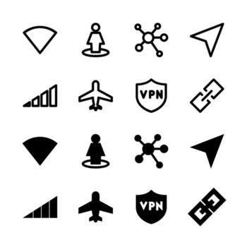 ui red y conectividad línea y sólido íconos para herramientas y sistema vector