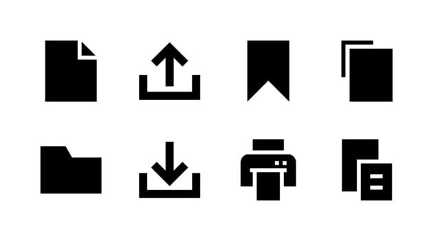 Professional Document Action Solid Icon Set Essential for Digital Productivity Tools vector