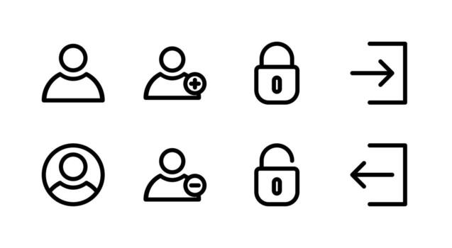 Essential User Account Management Line Icon Set Perfect for Authentication Systems vector