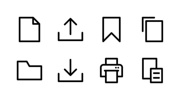 Essential Document File Management Line Icon Set Perfect for Cloud Storage Apps vector