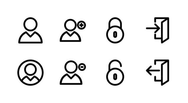 Professional User Authentication Line Icon Set Essential for Digital Platforms vector