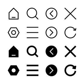 Essential Navigation Line and Solid Icon Set for UI and App Design vector