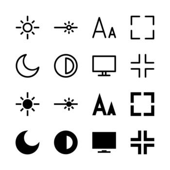 Complete Display and Theme Settings Icon Collection for App and Web UI Design vector