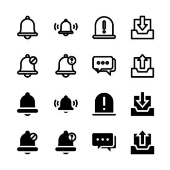 Professional Notification and Alert Icon Set for Modern Interface and UX Design vector