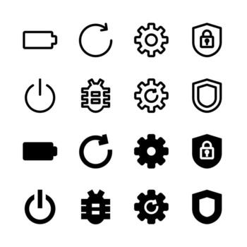 Complete System and Utilities Icon Collection for App and Web UI Design vector