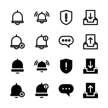 Complete Notification and Alert Icon Collection for App and Web UI Design vector