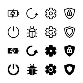 System and Utilities Management Line and Solid Icon Set for UI and App Design vector