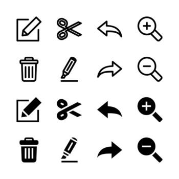 Professional Editing Tools and Actions Icon Set for Modern Interface and UX Design vector