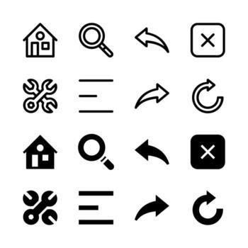 Complete Navigation Icon Collection for App and Web UI Design vector