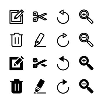 Complete Editing Tools and Actions Icon Collection for App and Web UI Design vector
