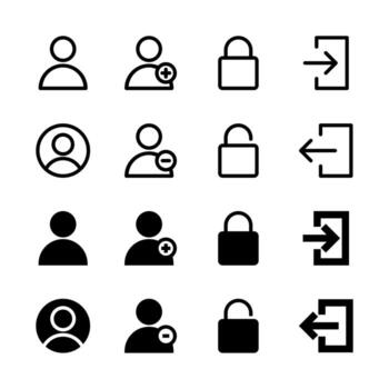 User and Account Management Line and Solid Icon Set for UI and App Design vector