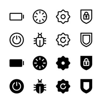 Modern System and Utilities Icons Solid and Line for Dashboard and Interface vector