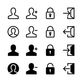 Professional User and Account Icon Set for Modern Interface and UX Design vector