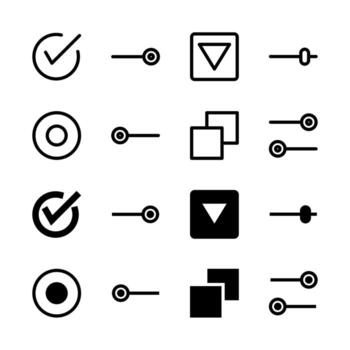 Modern Interface Elements and Controls Icons Solid and Line for Dashboard and Interface vector