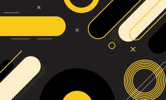 Abstract Geometric Background with Yellow and Black Shapes. vector