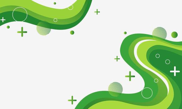 Abstract Green Wave Background with Geometric Shapes. vector