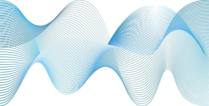 Abstract blue line wave . Sound flow design background. Navy white 3d tech graphic banner. Dynamic network speed linear transparent . Eco water effect mesh pattern. vector