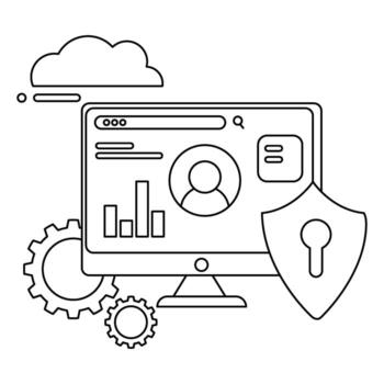 Secure Cloud Computing Data Protection and Digital Security Illustration vector
