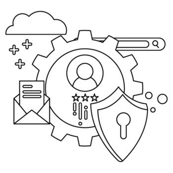 conceptual ilustración de datos seguridad, usuario clasificación, y nube tecnología. vector