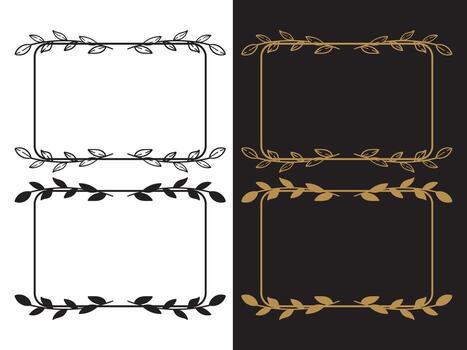 decorativo mano dibujado rectangular frontera marcos con botánico hojas diseño colección vector