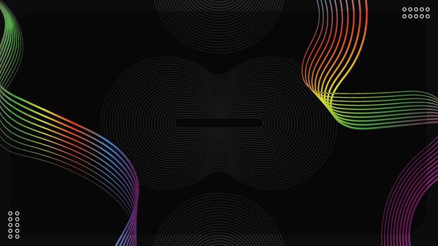 moderno degradado líneas olas ondular aislado en negro antecedentes sin costura dinámica futurista. ilustración vector