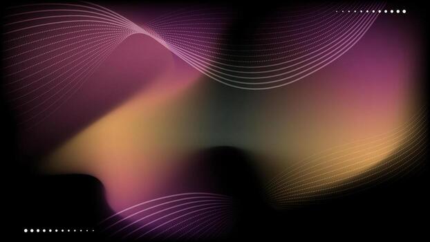 Abstract purple ,orange and black gradient creating an elegant, modern digital background with flowing lines and dots. Illustration vector