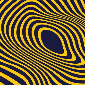 amarillo y Armada azul concéntrico espiral creando 3d óptico espejismo. negrita geométrico modelo Perfecto para carteles, digital arte, y dinámica gráfico diseño proyectos vector