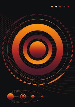 Abstract gradient planet infographics, gradient shapes on a black background. Esoteric symbols, imitation planets. vector