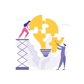 Teamwork Business Solution Concept with Characters vector