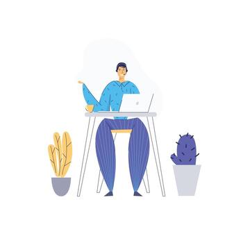 Online Technical Support Man Consulting Client vector