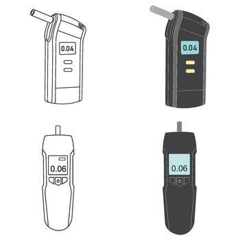 various tools for alcohol testing vector