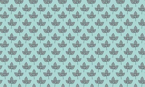 sin costura pastel verde azulado antecedentes con un repitiendo modelo de estilizado gris hojas. Perfecto para textil diseño, sitio web antecedentes, o como un sutil inspirado en la naturaleza textura. vector