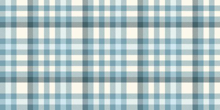Costume texture pattern, multicolored textile seamless plaid. Neutral tartan fabric background check in cyan and sea shell colors. vector
