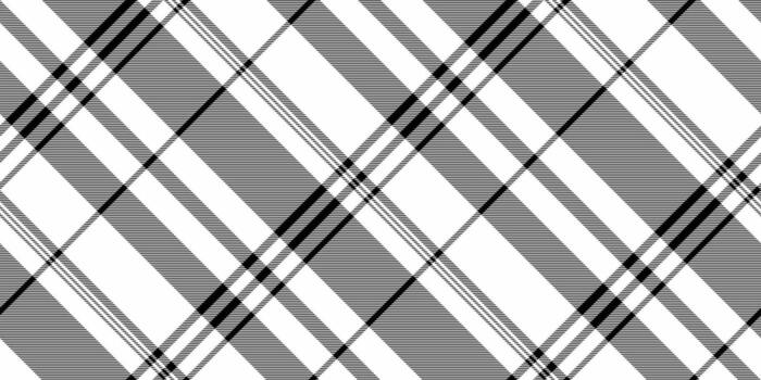Monochrome plaid pattern, diagonally oriented. Fabriclike texture, ideal for backgrounds, textiles, or design elements. Versatile for classic or modern projects. vector