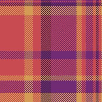 cañada cheque tela tartán, hilo sin costura modelo textura. continuidad tartán textil antecedentes en rojo y púrpura colores. vector